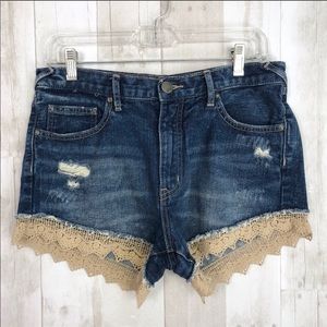 Free People Laced Crochet Denmi Shorts